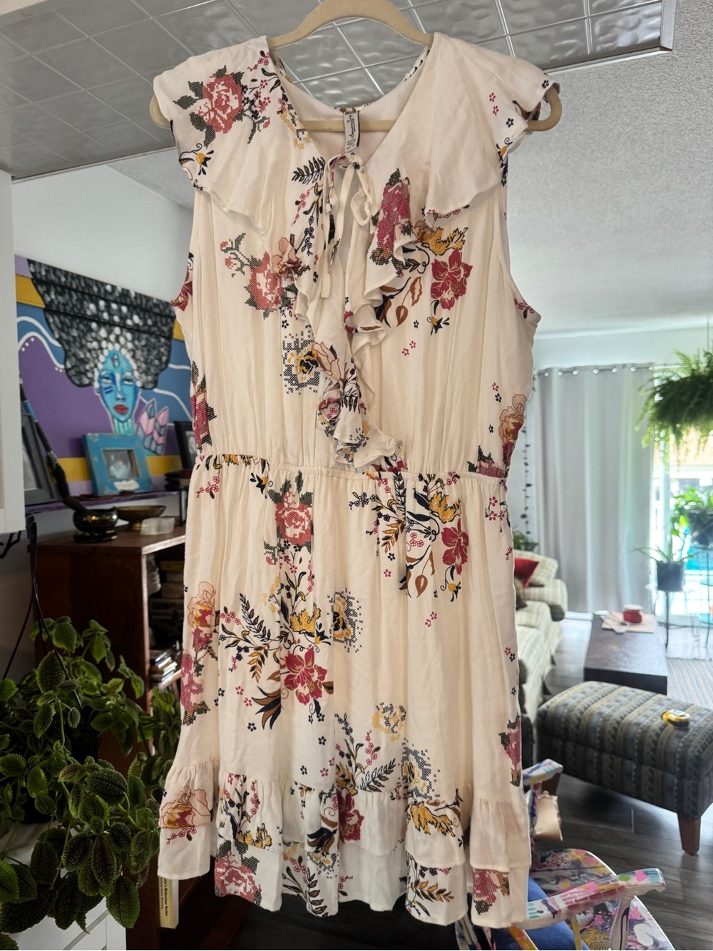 American Rag Cie Boho Floral Ruffle Mini Dress XXL